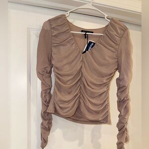 STELLA LUCE Mauve Long Sleeve Ruched Shirt